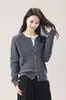 Nuevo cárdigan de lana tejido a cable con cuello redondo para mujer 2026, color liso, corte holgado, estilo casual, prenda exterior de punto versátil para otoño e invierno