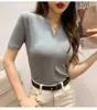 Al por mayor Transfronterizo Verano Modal Cuello en V Manga Corta Camiseta Mujer Color Sólido Todo Fósforo Hombro Adelgazante Ropa Exterior Ajustado Superior