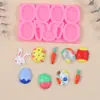 Molde de Silicona para Hornear Pasteles de Fondant, Conejo, Zanahoria, Huevo de Pascua, Galletas de Chocolate