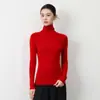 Tejidos de punto de alta calidad transfronterizos, lana de hilo fino, suéter de cuello alto versátil para otoño e invierno, capa base de ajuste ceñido, top de punto fino para mujer