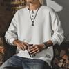 Suéter blanco Jerno para hombre, marca de moda de otoño, 320g pesado, clásico americano retro, cuello Henry, ropa de manga larga para hombre