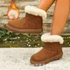 Botas de Nieve Transfronterizas para Mujer 2026 Otoño Invierno Forradas de Piel Integradas de Media Pantorrilla Botas de Nieve Cálidas Cómodas Adelgazantes Botas de Algodón para Mujer
