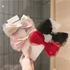 Grampo de cabelo com laço grande clássico de fio de vidro da Coreia do Sul para mulheres, acessório de cabelo francês de alta qualidade, adorno de cabeça, clipe de rabo de cavalo com temperamento de princesa