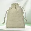 Bolsa de almacenamiento de joyería de lino de imitación bolsillo de lino algodón lino embalaje bolsa de lino bolsa con cordón jabón hecho a mano bolsa de tela pequeña