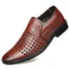 Sandálias masculinas perfuradas de couro, sandálias de couro de verão, sapatos masculinos com furos, sapatos casuais brancos para negócios, Hundred Towers Hollow