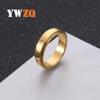 Luxo leve de aço inoxidável de camada dupla anel rotativo titânio aço diamante amantes anel de ouro joias fabricantes fornecimento direto