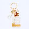 Llavero creativo con letra de grava y borla de cristal epoxi, colgante con letra de mariposa, regalo conmemorativo del Día de San Valentín.