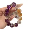 Boa Sorte no Ano do Seu Nascimento Pulseira de Ametista para Meninas Pulseira de Cristal Amarelo Natural Torre Pulseira de Cristal de Luxo Leve High-End