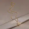 Colar de flor de zircônia giratório Moda da Coreia do Sul personalidade Corrente de clavícula estilo Chanel Colar de temperamento doce versátil para mulheres