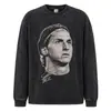 Cristiano Ronaldo Estrella de Fútbol Otoño/Invierno Nuevo Manga Larga Estilo Americano Lavado Vintage Peso Pesado Unisex Cuello Pequeño Holgado Hombro Caído Transfronterizo