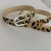 Cinto Falso Estampa Leopardo Versátil Moda Fivela de Liga Metálica Decorativa Couro Sintético Atacado Crina de Cavalo Couro Fino