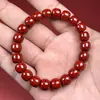 Pulsera de Cinabrio Crudo con Arena de Cristal Translúcido, Cuentas Tradicionales de Barril, Pulsera Unisex, Joyería de Regalo para el Año del Zodiaco al por Mayor