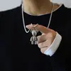 Collar Hip-Hop de Acero de Titanio Europeo y Americano para Hombre Marca de Moda Personalidad Callejera Marca Militar Colgante de Celebridad de Internet Cadena Larga para Suéter Joyería de Aleación