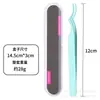 Aplicador de Pestañas Postizas Pinzas de Acero Inoxidable para Extensiones de Pestañas Clip Seguro con Cabeza Redonda Adhesivos para Párpados Herramientas de Belleza
