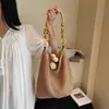 Bolso de mujer calado, bolsa de malla de algodón de gran capacidad, bolso de hombro tejido de moda, bolso de axila, tote tejido, versátil para la costa y la playa