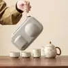 Juego de Té de Viaje Taza Express Horno Ru con Bolsa Portátil Tetera Taza de Té Cerámica Regalo para Actividades del Personal
