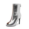 Sapatos europeus e americanos sandálias de salto alto 2023 sapatos de tamanho grande 40 sandálias de boca de peixe com zíper verão comércio exterior palco 46 sapatos vermelhos