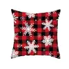 Funda de Almohada de Lino con Dibujo de Papá Noel Transfronteriza Cubierta para Cojín de Respaldo de Sofá Navideño Funda de Cojín con Estampado Festivo para el Hogar