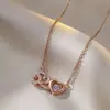 520 Collar para Mujer Acero de Titanio Colgante Inteligente de Diamante Cadena para Clavícula Simple Elegante Estilo Celebridad de Internet TikTok Mismo Estilo Regalo de Expresión