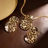 Pendientes y Collares Retro Redondos con Estampado de Leopardo para Otoño e Invierno, Pendientes Sencillos y de Moda de Lujo Ligero con un Diseño Único, Pendientes y Collares de Nicho