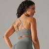 Spot Europa e Estados Unidos sem costura pescoço sutiã colete shorts pêssego quadril yoga roupas esportes corrida fitness calças conjunto de quatro peças