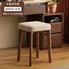 Taburete de Madera Maciza, Taburete de Maquillaje para Habitación de Niñas, Silla de Tocador para el Hogar, Taburete de Manicura, Banco Acojinado Suave, Lujo Ligero y de Gama Alta