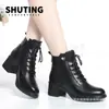 Botas Martin Martin para mujer otoño e invierno Botines nuevos de lana para mujer con forro polar de tacón alto grueso cálidos de algodón talla grande zapatos de algodón para madre
