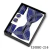 Corbata de moño Estilo Nuevo, Pañuelo Cuadrado, Gemelos Caja de Regalo Set de 3 Piezas, Accesorios de Camisa de Moda para Hombre, Hebilla de Corbata de Moño Multicolor