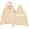 Diseño Minimalista de Moda, Estampado de Letras Blancas Sencillo, Sudadera con Cremallera, Sudadera Holgada Casual, Chaqueta Cardigan