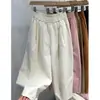 Pantalones carrot cropped casuales de talla grande para mujer, cintura elástica, finos, holgados, versátiles, estilo papá, pantalones harén de verano