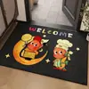 Felpudo de Bienvenida para el Hogar, Felpudo para Puerta de Entrada, Felpudo de Entrada con Tema de Estrellas, Felpudo Negro Resistente a la Suciedad, Alfombra de Lino Sintético, Felpudo Antideslizante