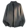 Cardigã de tricô com gola alta e zíper, outono e inverno, transfronteiriço, masculino, de corte solto, com mangas compridas, peça de outer wear casual e versátil