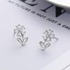 Antigo Gato Ning Oco Flash Diamante Zircon Flor Brincos Mori Estilo Temperamento Super Fada Pétala Folha Brincos Moda Pequena