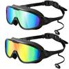 Gafas de Natación Doradas de Marco Grande para Adultos Hombres y Mujeres, Gafas de Natación Impermeables y Antivaho de Alta Definición, Fabricante Transfronterizo Venta al por Mayor en Stock