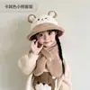 Traje Nuevo para Bebé Sombrero Invierno Niñas Dibujos Animados Sombrero de Pescador Lindos Niños Sombrero de Peluche Bufanda Cálida para Niños