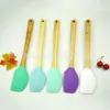 Rascador de silicona con mango de madera grande, rascador dividido, herramienta para hornear, rascador de mantequilla, espátula de silicona para crema