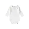 Enterizo Europeo y Americano Transfronterizo para Bebé con Cuello de Muñeca, Ropa de Manga Larga para Niños y Niñas, Body de Color Sólido Clase A con Borde de Volantes