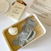 Calcetines de Color Sólido para Mujer hasta la Mitad de la Pantorrilla, Calcetines Largos Finos de Algodón, Calcetines de Pantorrilla Estilo Japonés, Calcetines Frescos de Malla Hueca Transpirables de Verano