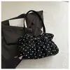 Bolso Tote Plegado con Lazo de Perla y Lunares Rosas Suaves Cuero Gran Capacidad Estudiante Viaje Bolso de Hombro para Mujer