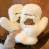 Guantes de felpa lindos de invierno para estudiantes femeninas, forro polar, engrosados, combinan con todo, con dedos peludos, tipo halter, a prueba de viento y frío para ciclismo