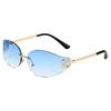 Gafas de Sol Curvas con Montura Ovalada Distintiva Moda Atractivas Sin Montura Decoración para Mujer Gafas Anti-UV