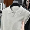 Popular Suéter de Punto de Manga Larga de Algodón Puro con Cuello de Gaviota para Hombre Transmitido en Vivo, Camiseta Polo de Color Sólido para Hombre de Otoño, Buen Vendedor