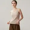 Colete Feminino de Malha Fina de Caxemira com Decote em V Justo Alças Finas Estilo Regata Slim-fit Camada Base Outono Inverno Roupa Íntima Top Bolero