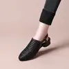 Sandalias de Verano para Mujer 2026, Tejidas para Exteriores, Huecas, Transpirables, Perforadas, Estilo Francés, Suela Suave, Tacón Medio, Modernas, Versátiles