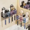 Rack de Armazenamento de Escova de Dentes e Pasta de Dentes para Banheiro de Luxo Leve Suporte de Copo para Enxaguante Bucal Multifuncional para Banheiro Doméstico Montado na Parede Sem Perfuração