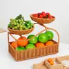 Cesta de Frutas Criativa de Múltiplas Camadas, Rack de Armazenamento para Lanches e Doces de Feriado na Sala de Estar, Bandeja para Chá da Tarde, Cesta de Armazenamento de Rattan Sintético