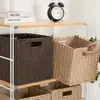Cesta Plegable para Guardar Ropa, Caja de Almacenamiento para Juguetes, Caja de Almacenamiento de Gran Capacidad, Cesta de Almacenamiento de Paja Sintética y Mimbre Sintético