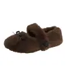 Sapatos Mary Jane Fofos com Laço Feminino 2026 Outono Macios Fofos Tira Única Estilo Suave Calçados de Algodão Quentes para Exterior