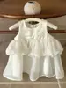 Vestido de Princesa de Moda de Verano Galakoko para Bebés Niñas, Vestido de Color Sólido Organza Estilo Festivo Versión Coreana