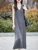 Vestido Básico de Lana Fina de Color Sólido, sin Mangas, Cuello en V, Holgado Casual, Nuevo Vestido de Punto 2026